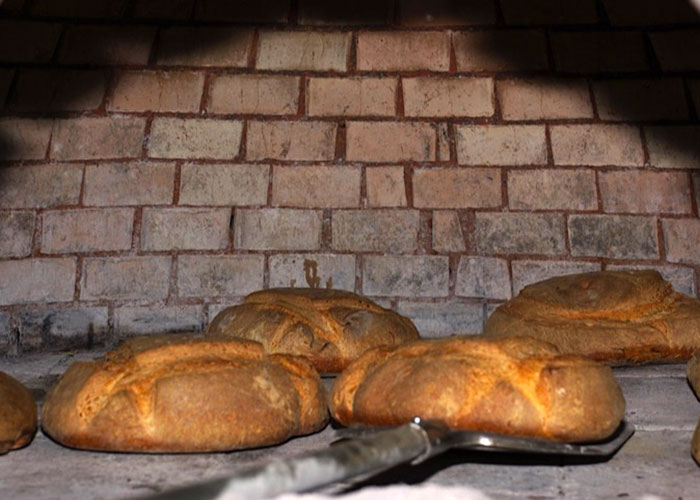 Il pane nel forno a legna